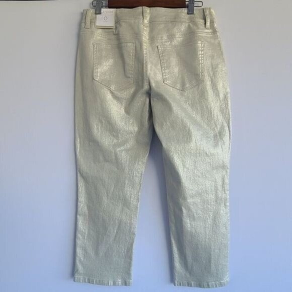 Chico's Platinum Pants Metallic Silver Crop Jeans NWT Size 0 US  Sz 4 - Picture 6 of 11